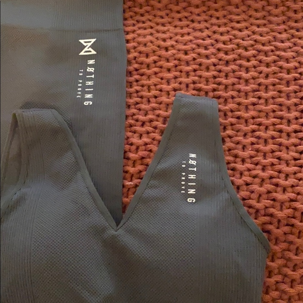 Nothing to prove grey legging bra workout set